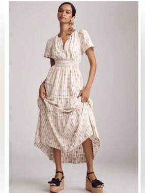 Anthropologie Somerset Embroidered Floral Maxi Dress size Medium